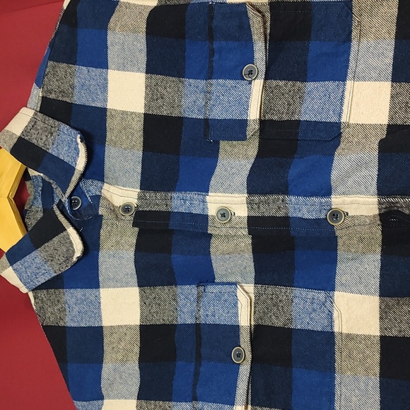 Plaid Flannel Shirt Jacket VTG JACHS 00s Blue Buffalo Shadow Plaid - Large - Picture 2 of 9